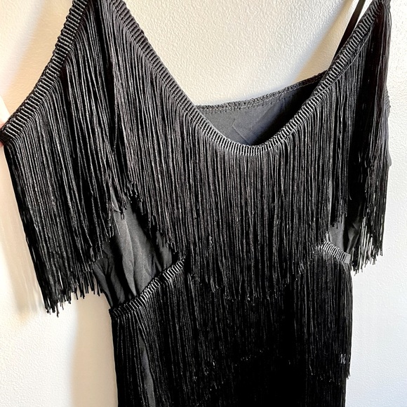 NWT SMLXL black tassel fringe deep V gatsby salsa various sizes price is final - Picture 10 of 16